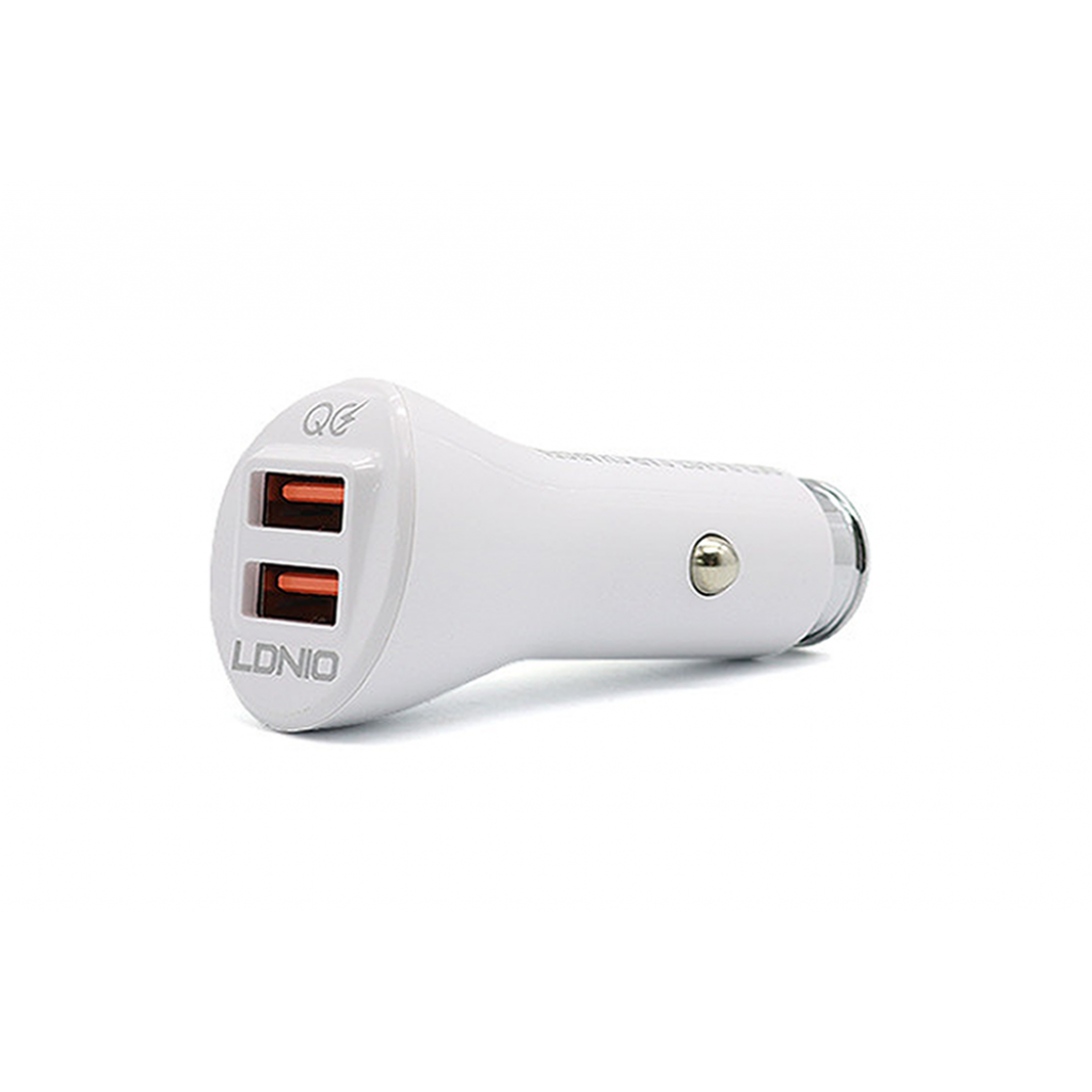 Cargador Auto 36W Dual QC3.0 Tipo C Blanco LDNIO C511Q