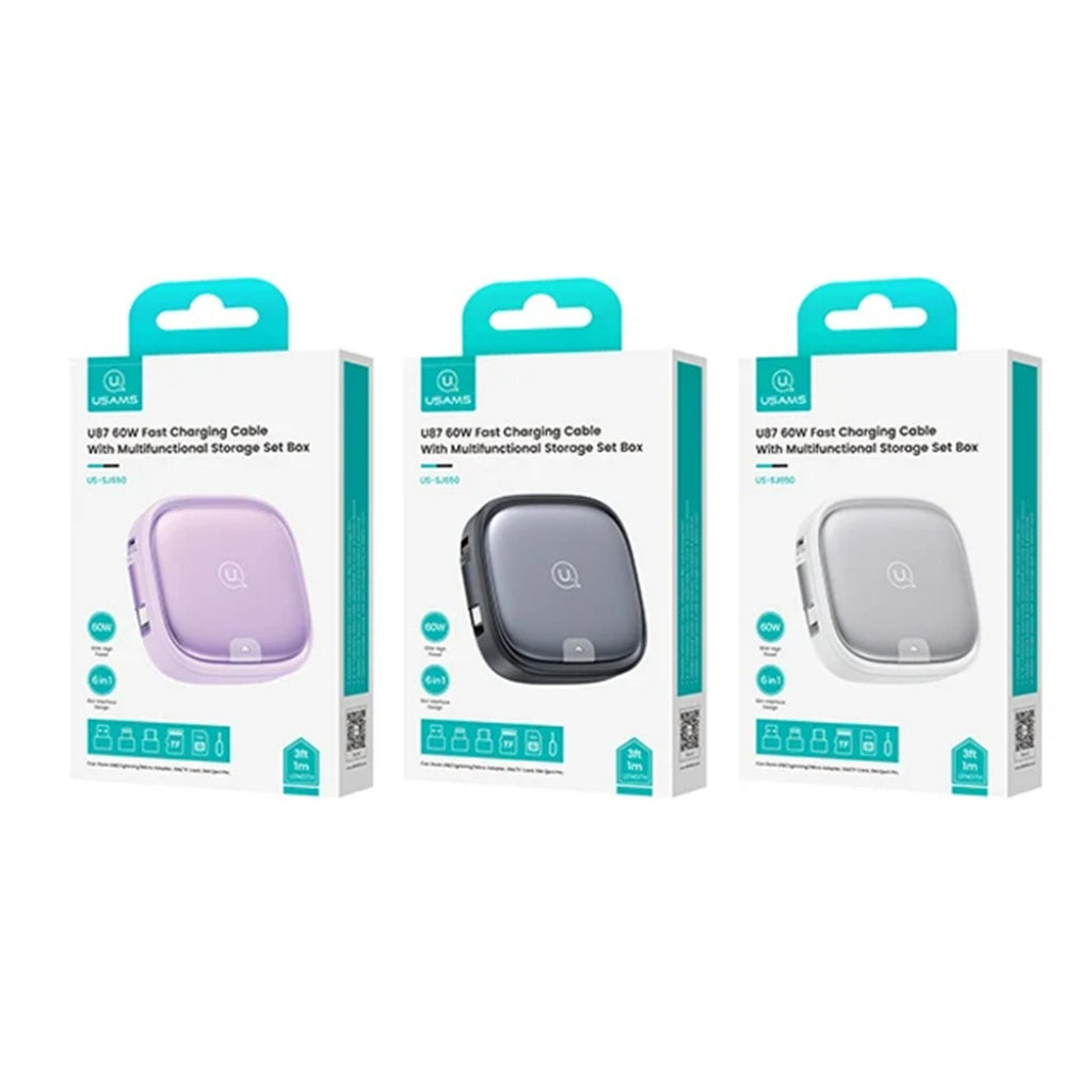 Cable de Datos C/Box 8 Pines Tipo C a Tipo C 60W 1M Gris U87 Carga Rápida USAMS SJ650