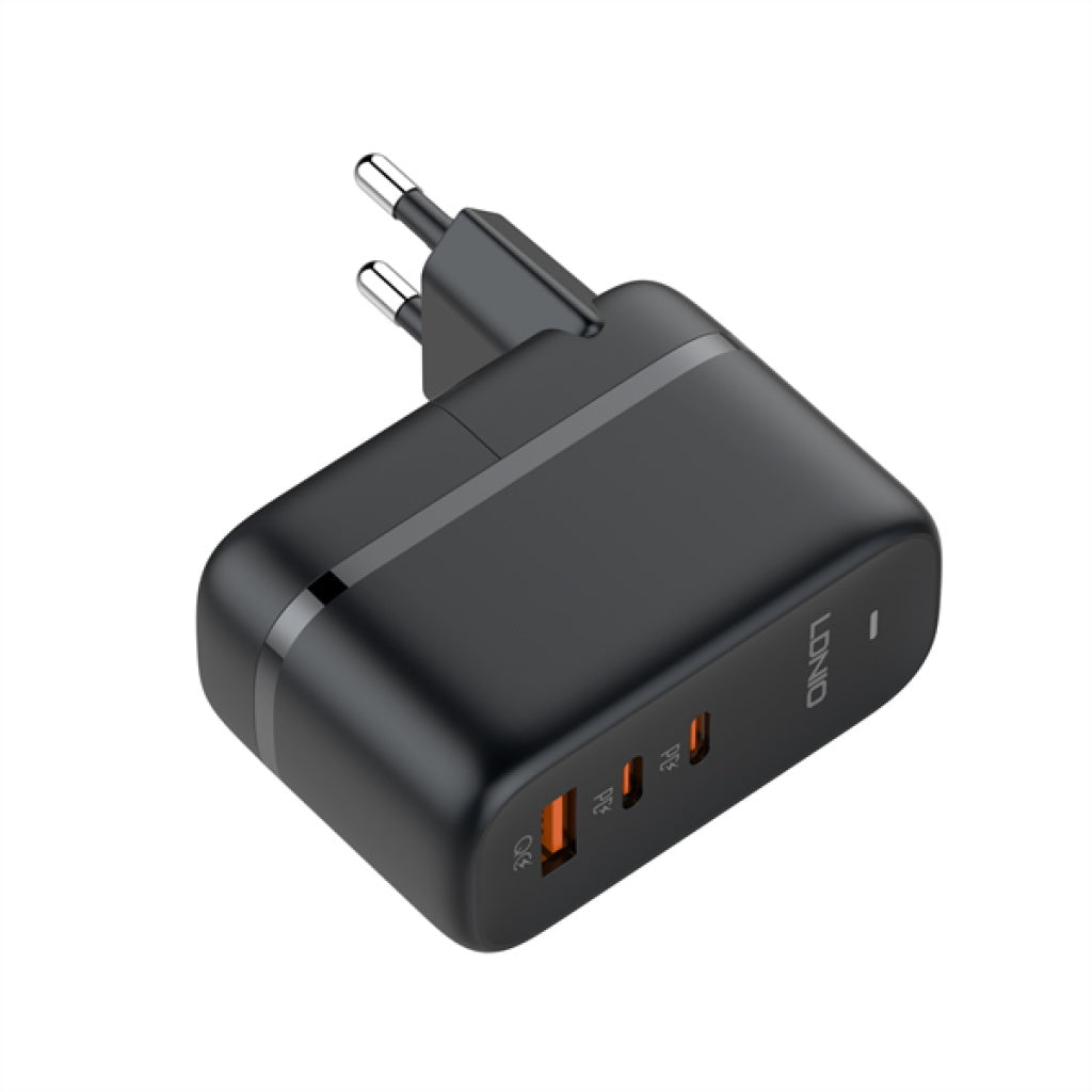 Cargador de Pared 65W GaN Carga Rápida 1USB A + 2USB C LDNIO Q366