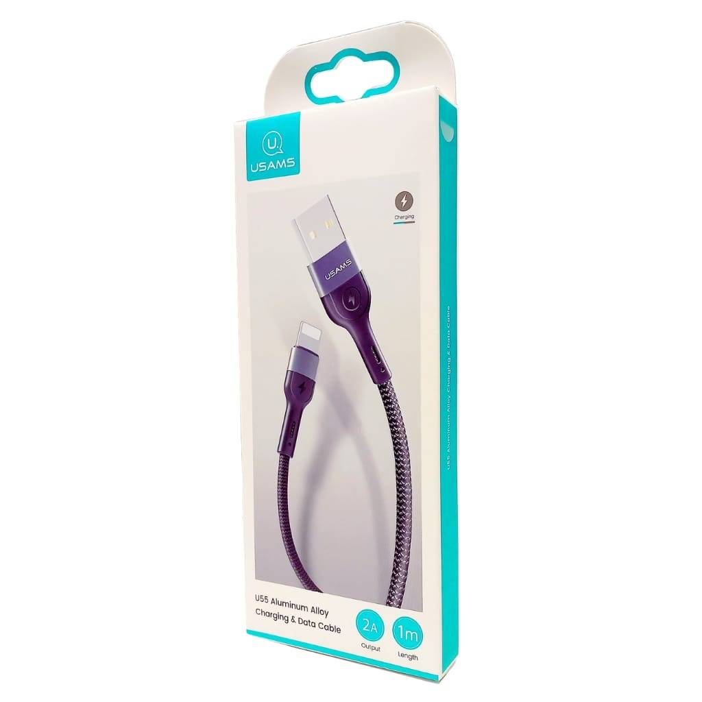 Cable de Datos USAMS SJ448 USB A a Lightning U55 1M Negro Forrado