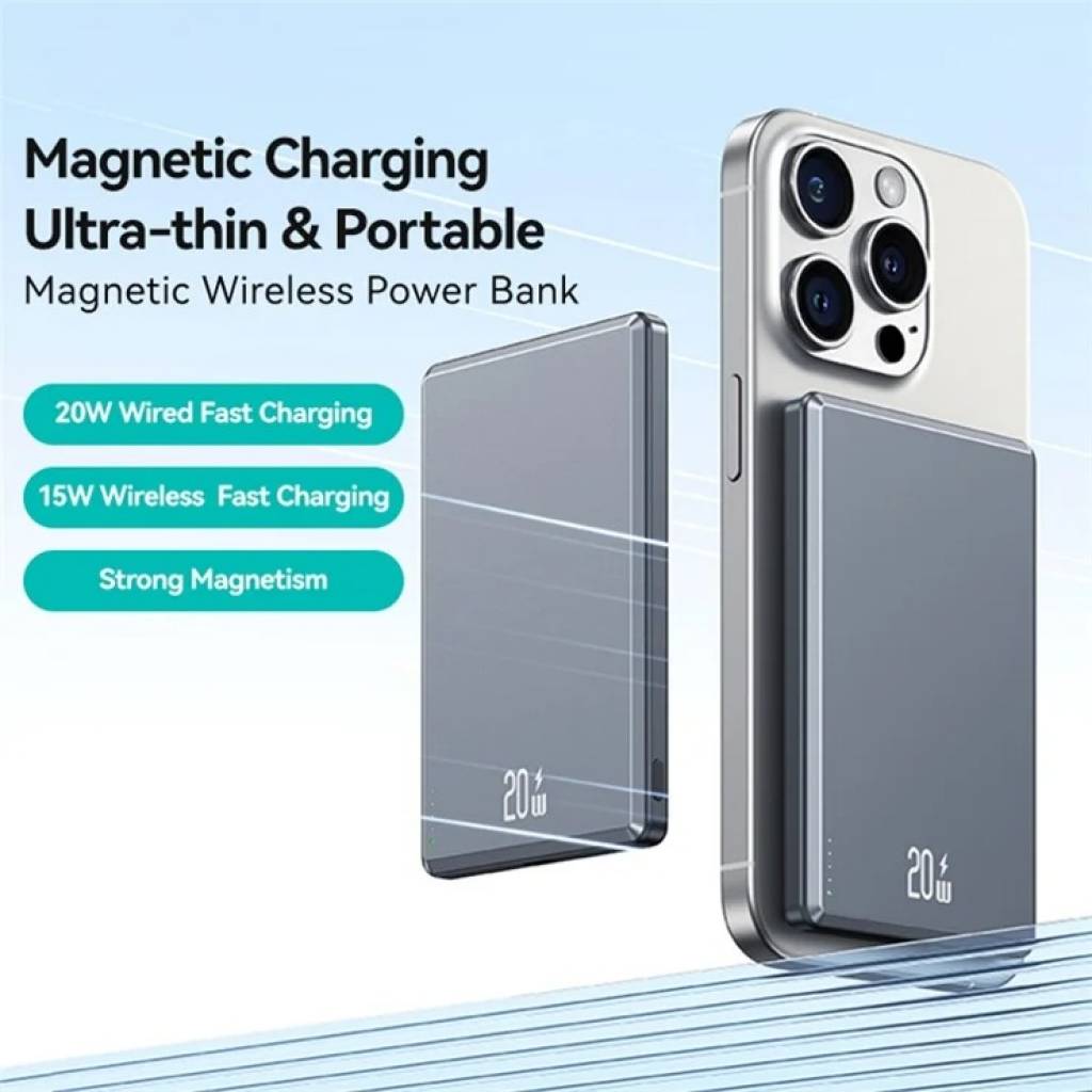 Power Bank Magnético USAMS CD220 PB73 5000mAh - Carga Rápida PD20W
