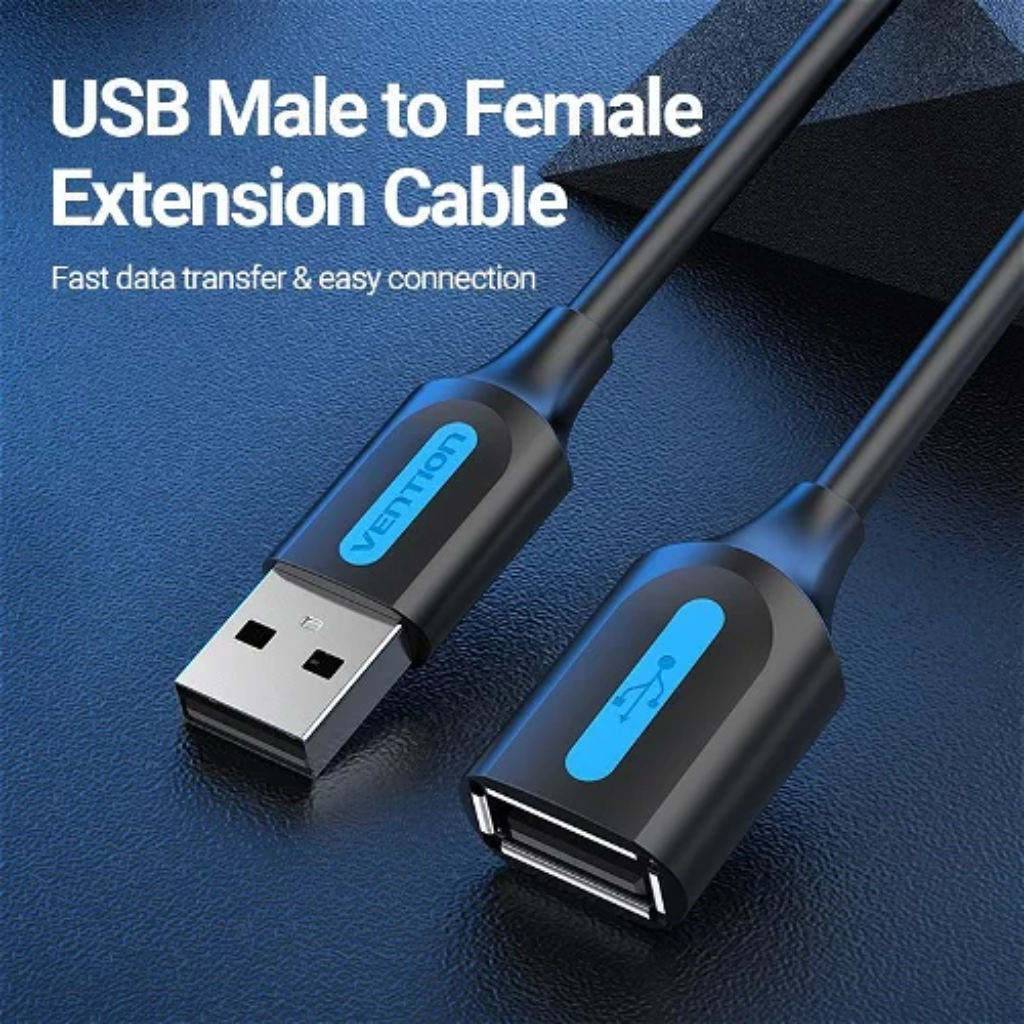 Cable Extensor USB 2.0-A Macho/Hembra / 1.5M / Negro CBIBG Vention