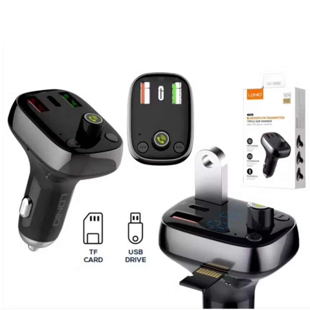 Cargador Auto 43W PD+AUTO-ID+QC4.0 Bluetooth FM Pantalla LDNIO C704Q