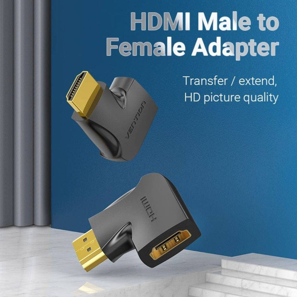 Adaptador HDMI 270° Macho a Hembra Vertical Flat Negro Vention AIQB0