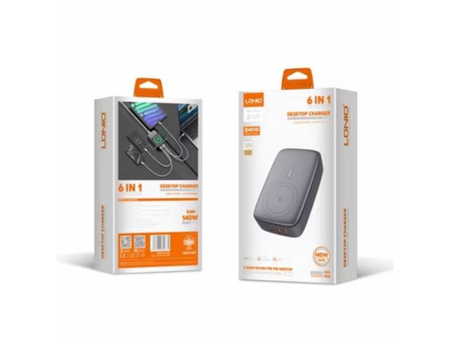 Cargador Inalámbrico Multiuerto 6 en 1 Q4010 140W Cable 150cm Plateado LDNIO