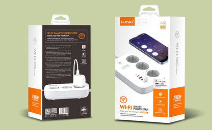 Adaptador Multifunción Wi-Fi 30W QC3.0 + 2 Auto ID + PD + 3 Enchufes LDNIO SEW3452