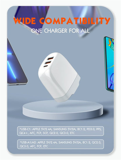 Cargador Pared 65W GaN PD+Q3.0+USB con cable Tipo C LDNIO A3511Q