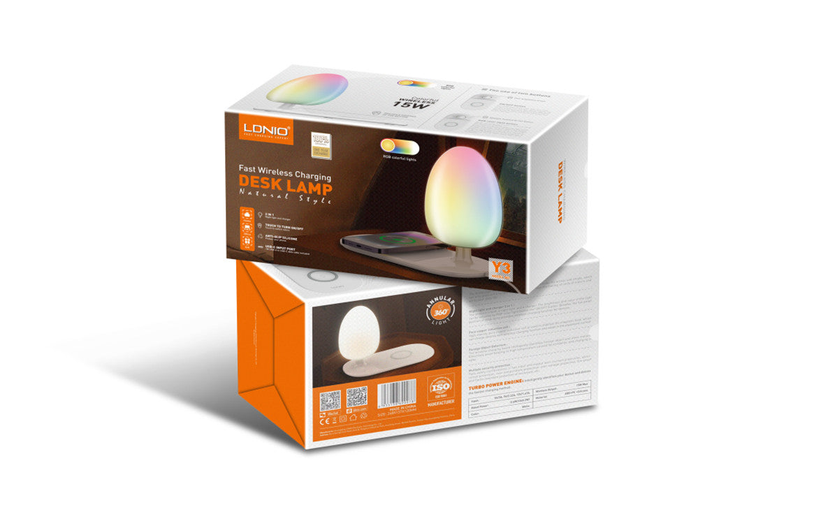 Lámpara de escritorio con carga rápida inalámbrica 15W Blanco LDNIO Y3