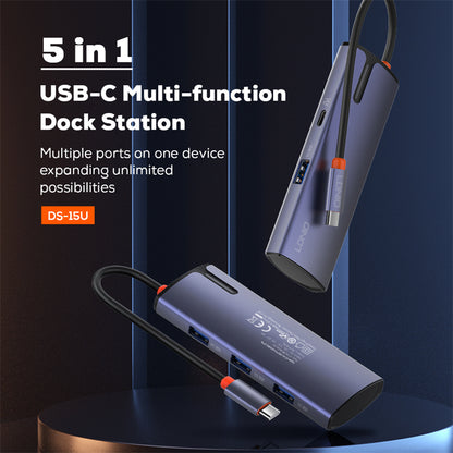 HUB Adaptador 5 en 1 Tipo C USB C + 4 USB 3.0 LDNIO DS-15U