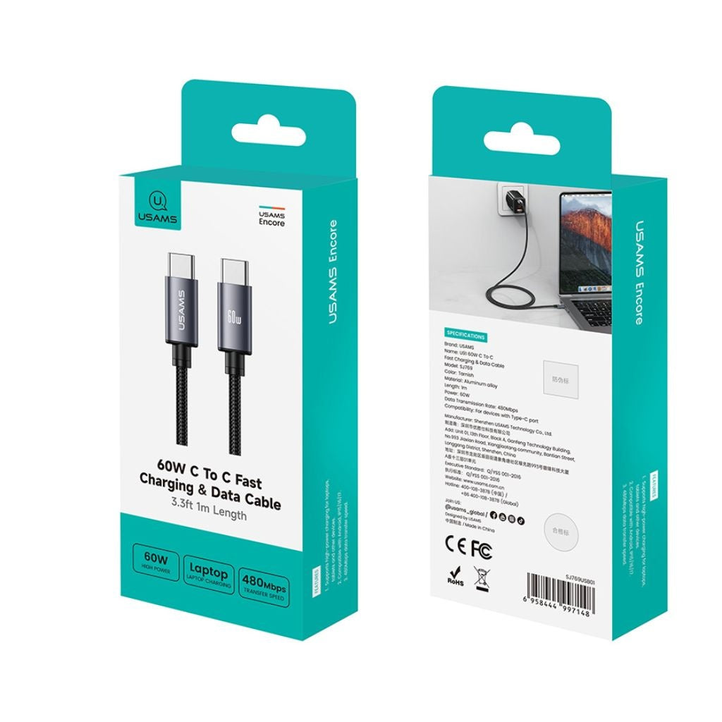 Cable USB-C a USB-C USAMS U91 - Carga Rápida 60W