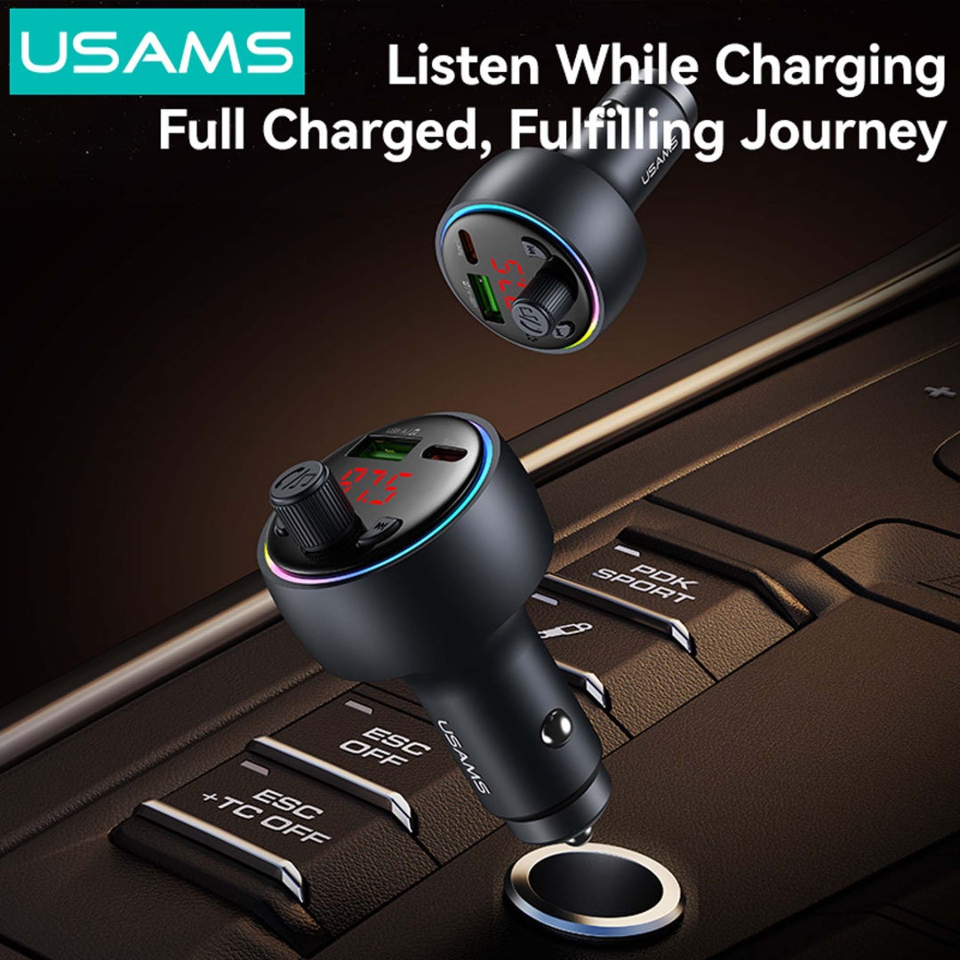 Transmisor FM y Cargador para Auto USAMS - Carga Rápida 30W