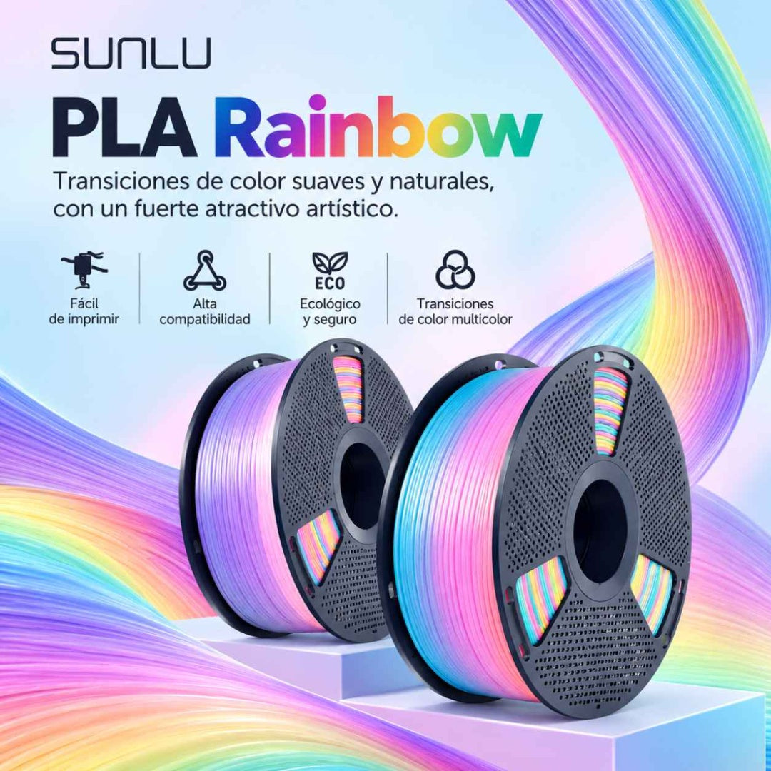 Filamento 3D SUNLU PLA Rainbow 1kg - Efecto Arcoíris Multicolor