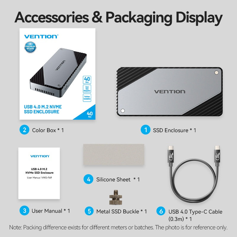 Gabinete SSD M.2 NVMe Vention USB4 - Transferencia 40Gbps