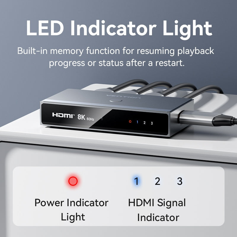 Switch HDMI Vention 3 en 1 - Resolución 8K 60Hz