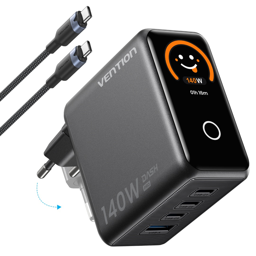 Cargador de Viaje Vention GaN - Carga Rápida 100W 4 Puertos