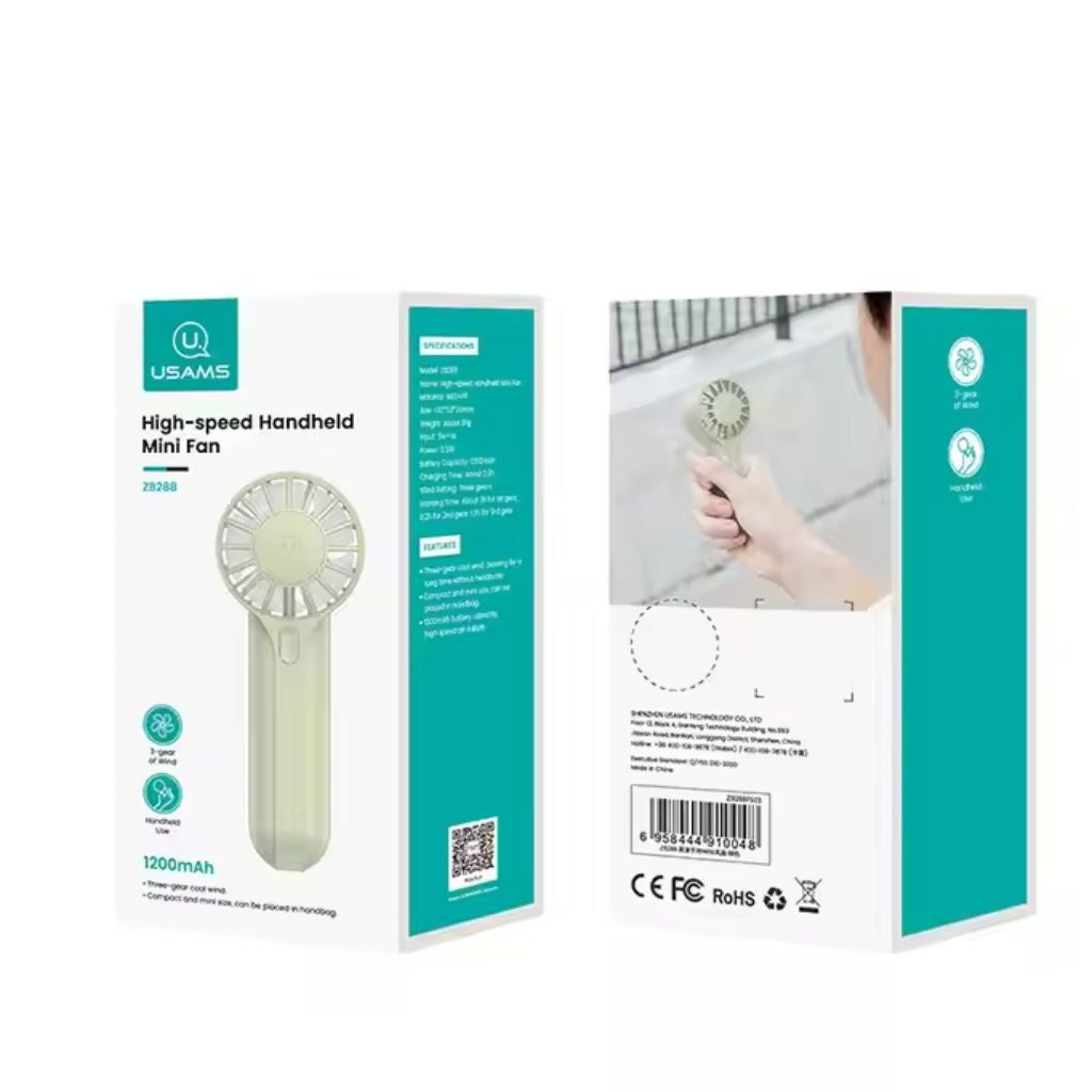 Mini Ventilador Portátil USAMS Recargable - 3 Niveles de Viento