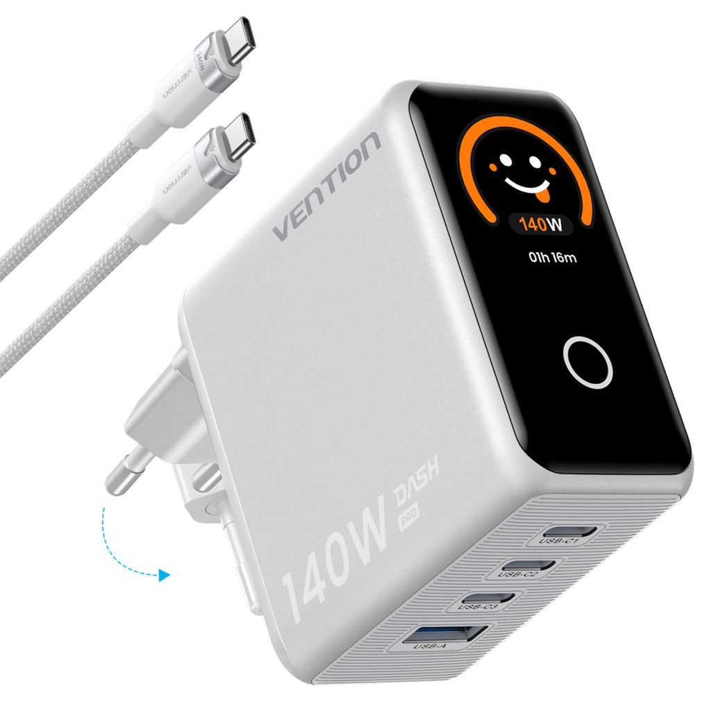 Cargador de Viaje Vention GaN - Carga Rápida 100W 4 Puertos