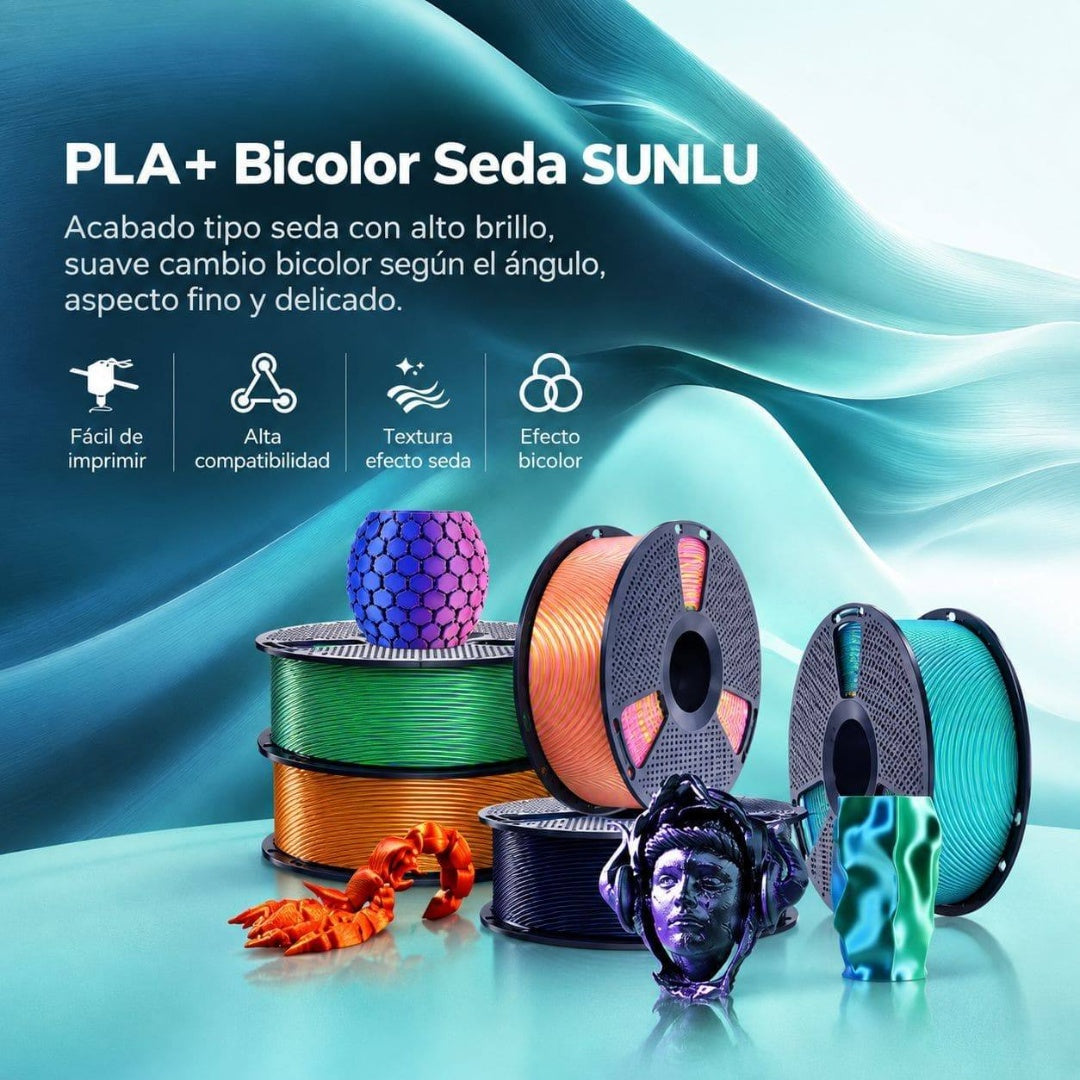 Filamento 3D SUNLU Silk PLA+ Dual 1kg - Acabado Seda Bicolor Brillante