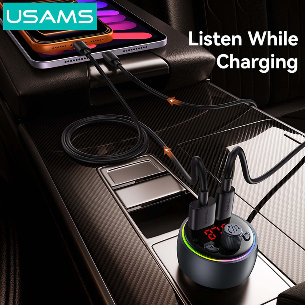 Transmisor FM y Cargador para Auto USAMS - Carga Rápida 30W