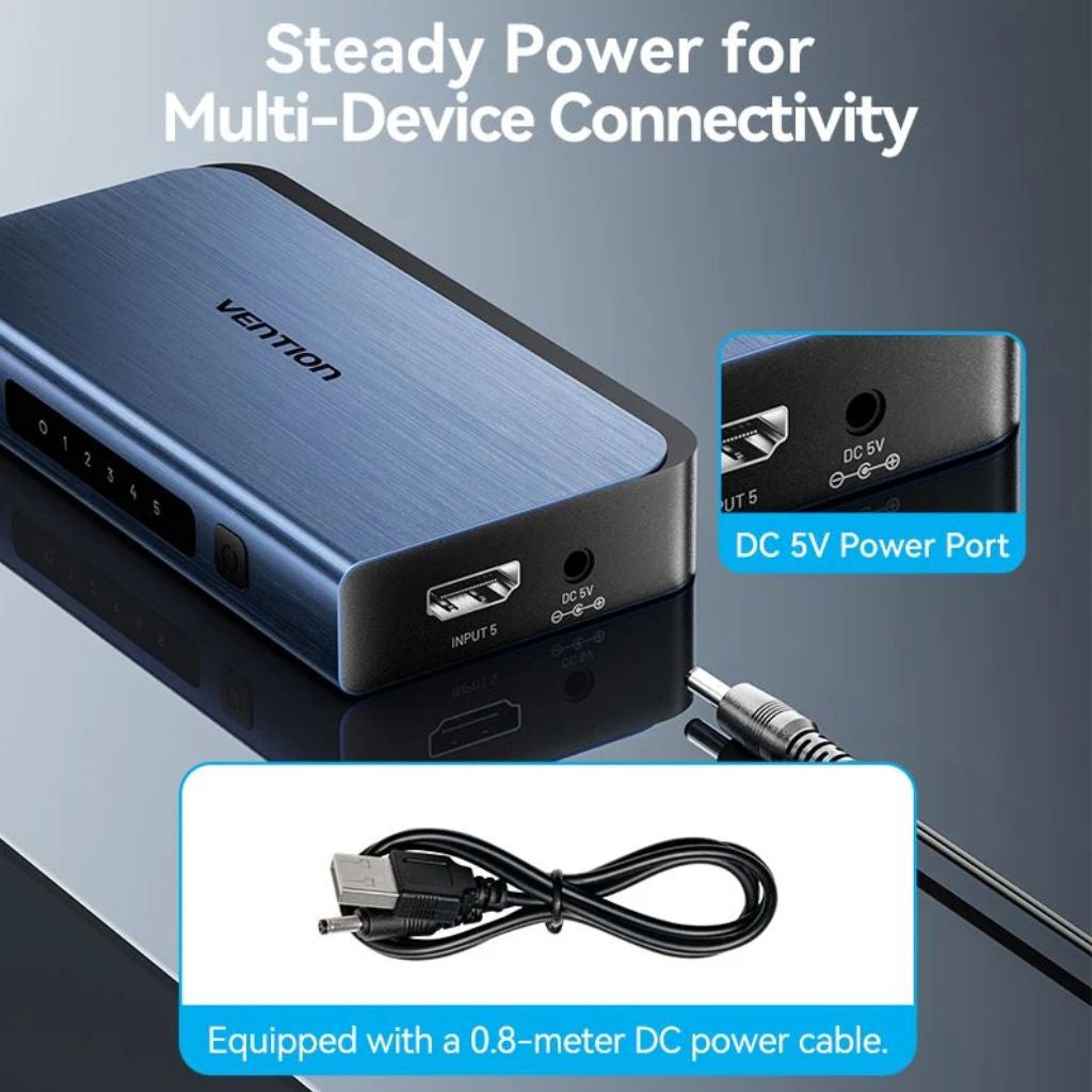Switch HDMI Vention 5 en 1 - Resolución 4K 60Hz