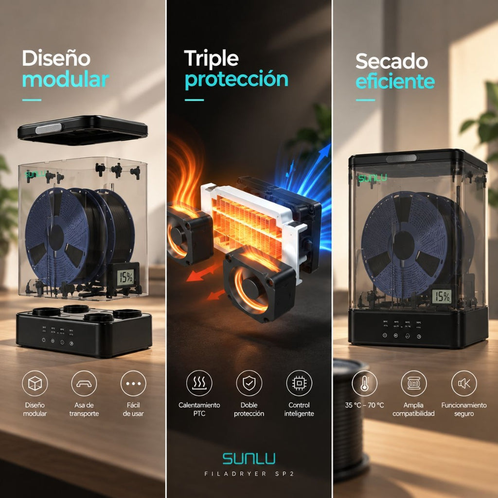 Secador de Filamento SUNLU SP2 - 2 en 1 con Caja de Almacenamiento Sellada