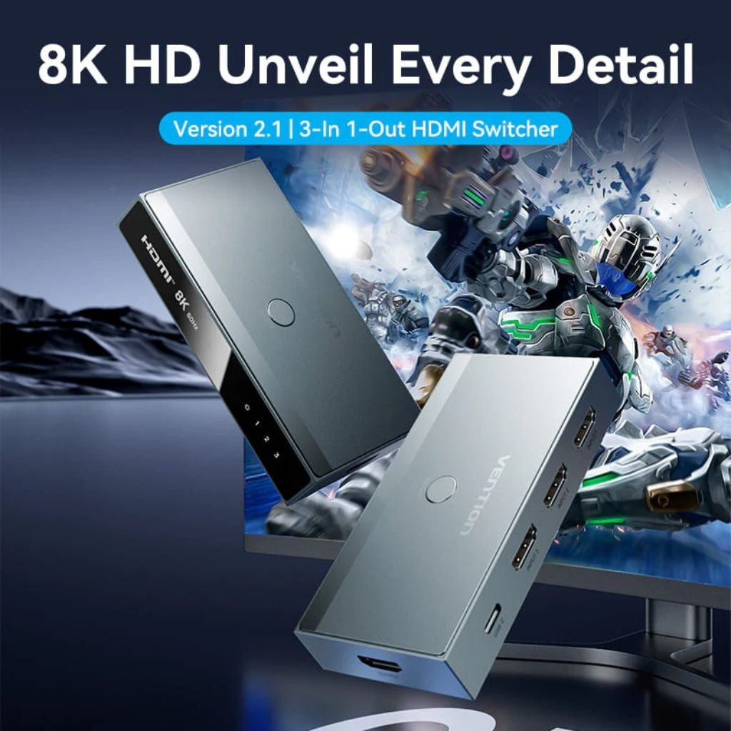 Switch HDMI Vention 3 en 1 - Resolución 8K 60Hz