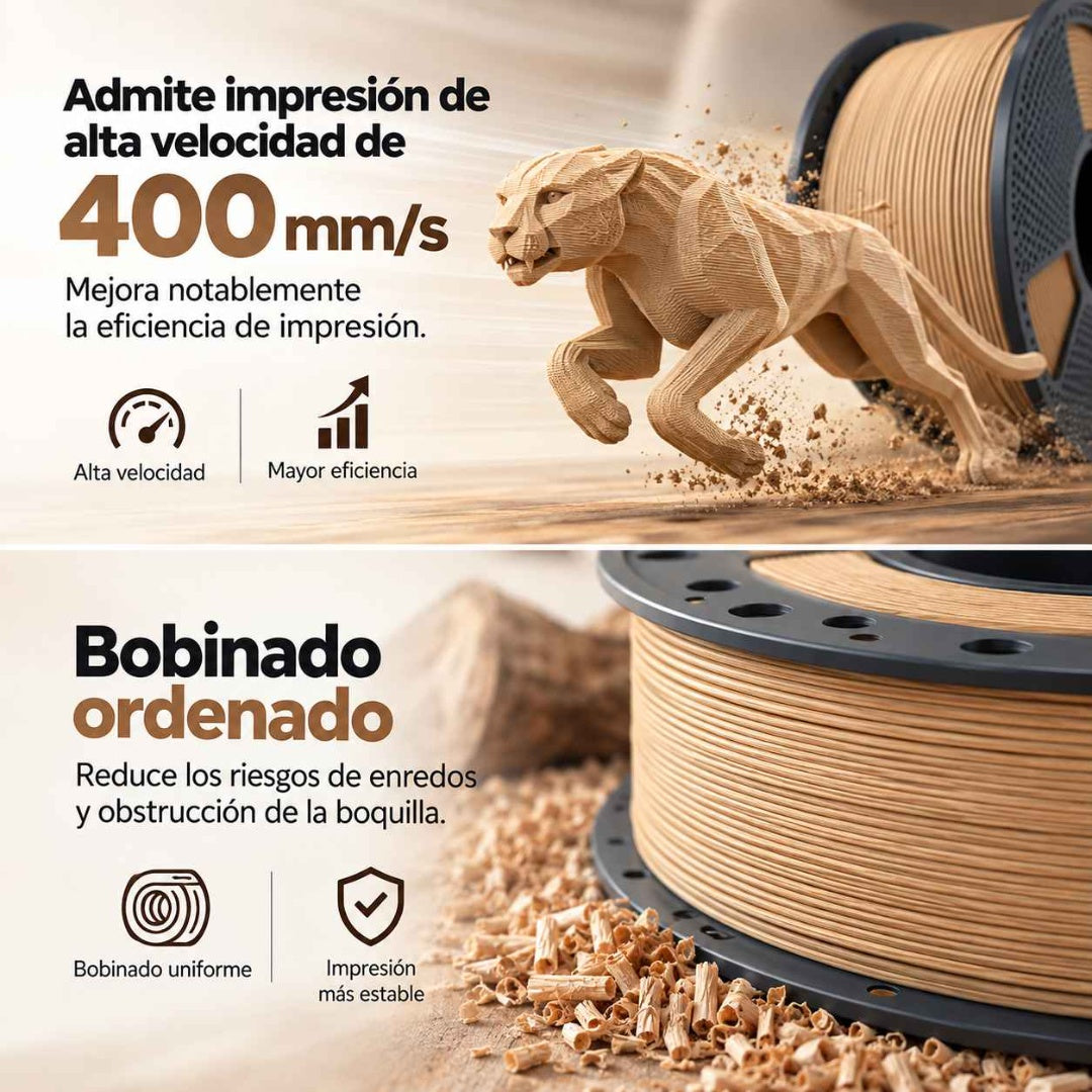 Filamento 3D SUNLU PLA Madera 1kg - Acabado Realista con Textura y Aroma a Madera Natural