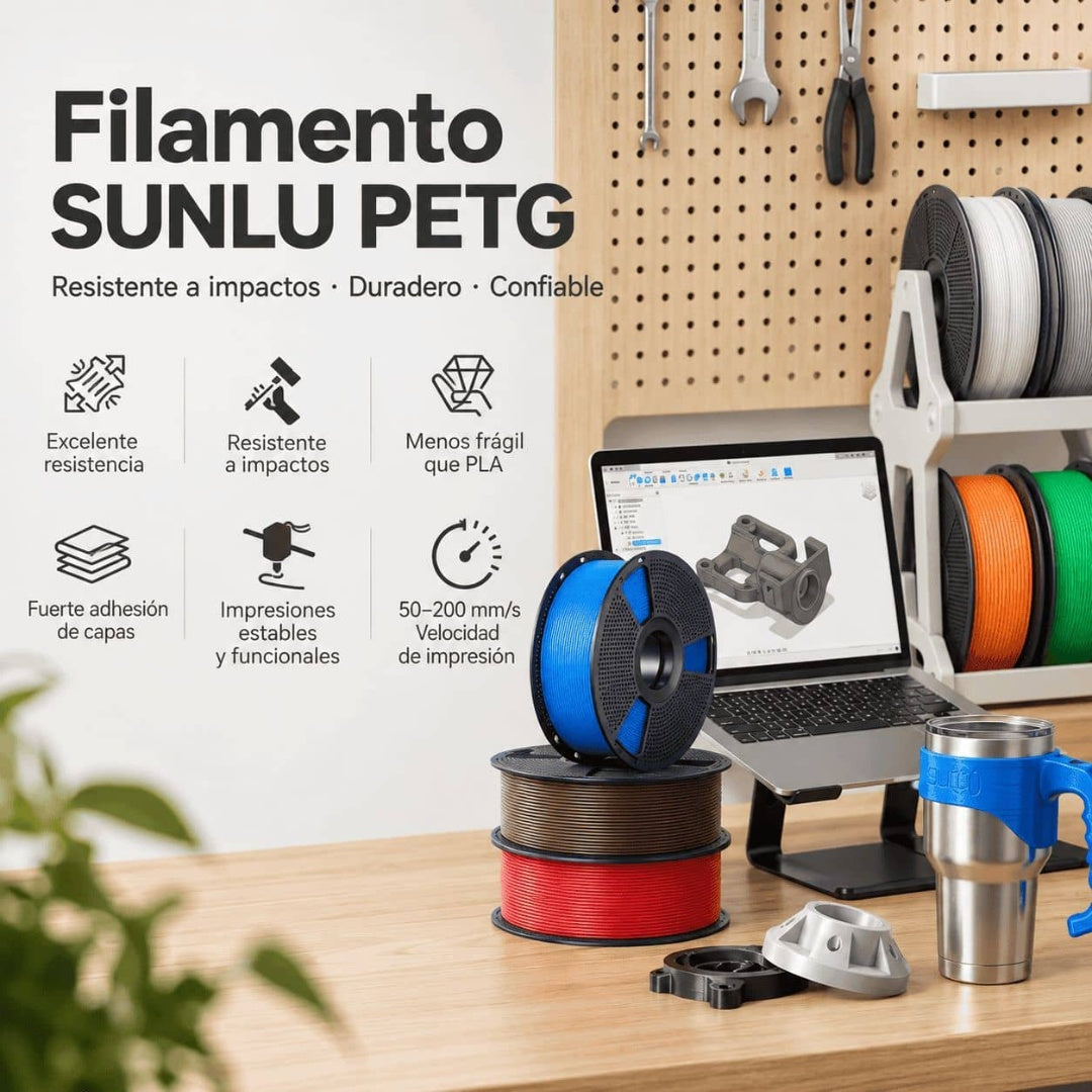 Filamento 3D SUNLU PETG 1.75mm - 1kg Alta Resistencia