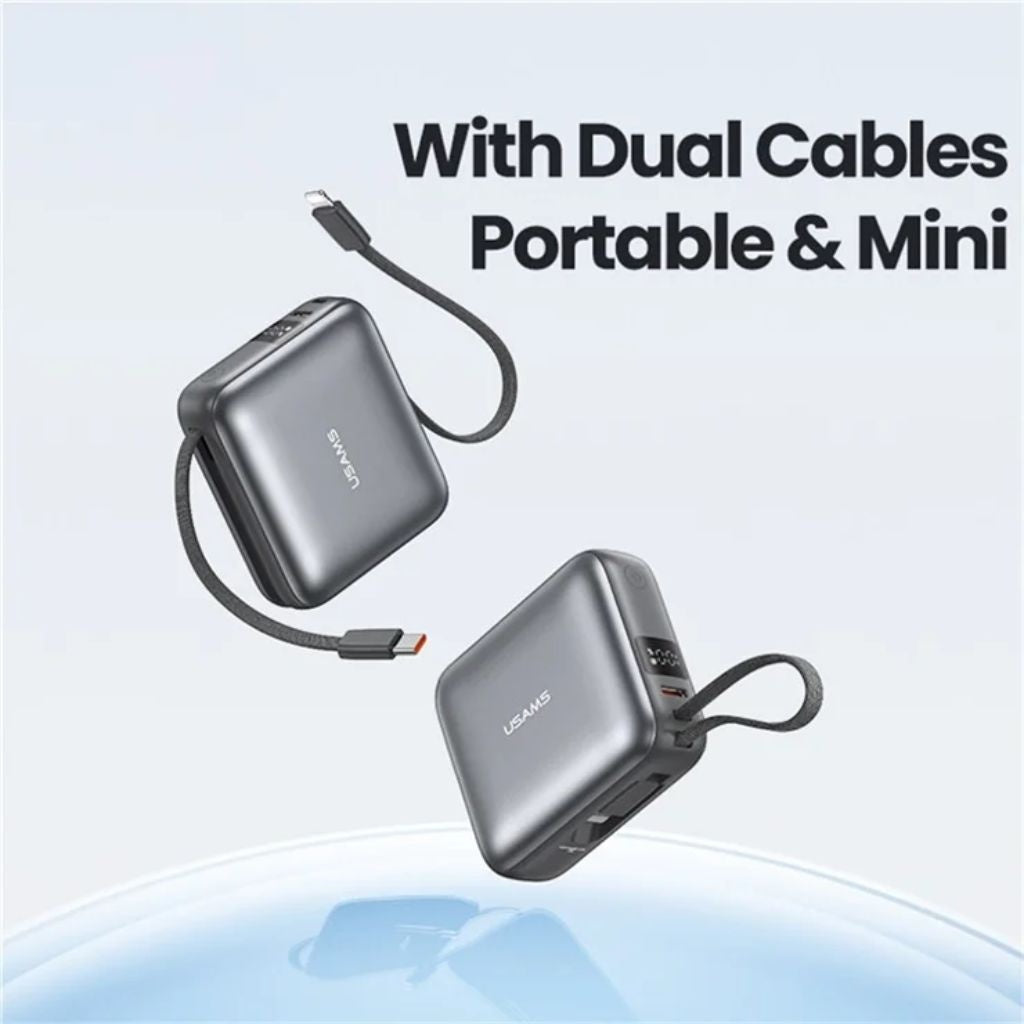 Power Bank Mini USAMS 10.000mAh - Cables Integrados 20W