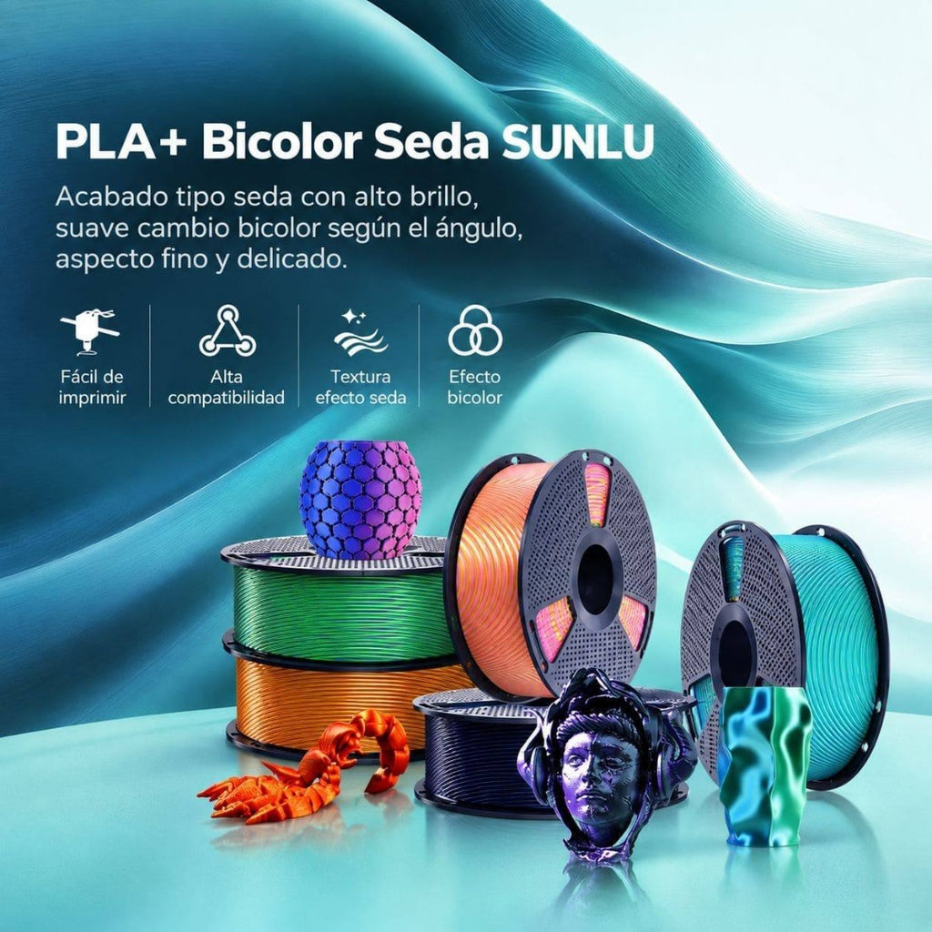 Filamento 3D SUNLU Silk PLA+ Dual 1kg - Acabado Seda Bicolor Brillante