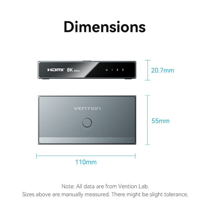 Switch HDMI Vention 3 en 1 - Resolución 8K 60Hz