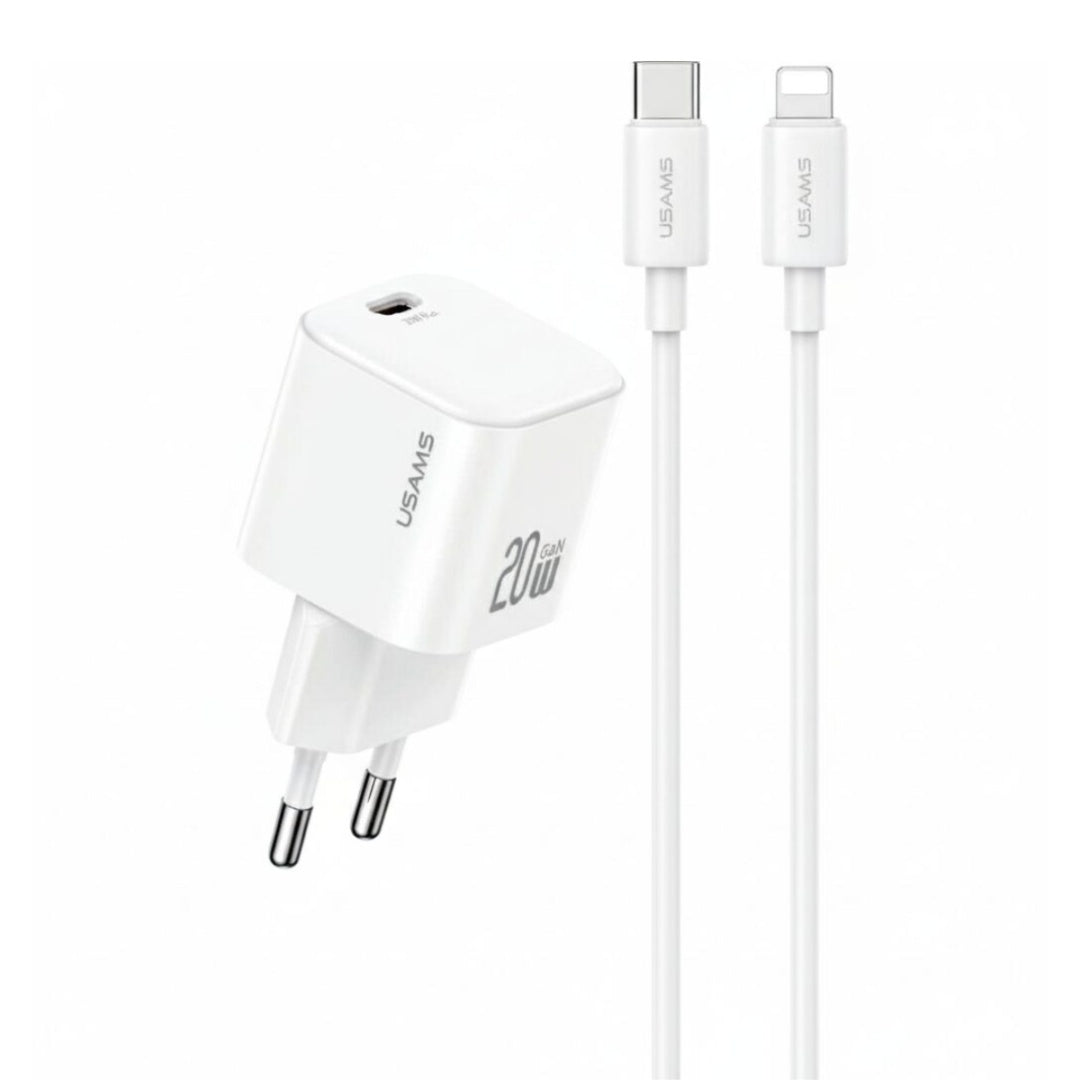Kit Cargador GaN + Cable USAMS - Carga Rápida 20W