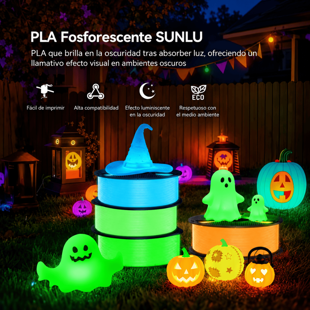 Filamento 3D SUNLU PLA Fosforescente - Brilla en la Oscuridad 1kg 1.75mm