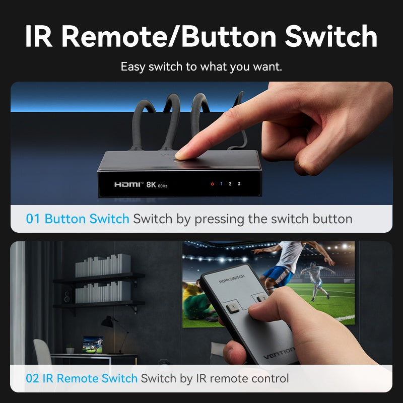 Switch HDMI Vention 3 en 1 - Resolución 8K 60Hz