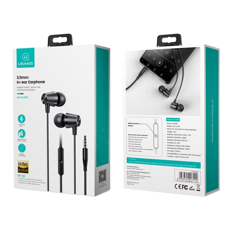 Auriculares In-Ear USAMS EP-42 - Sonido Estéreo Premium
