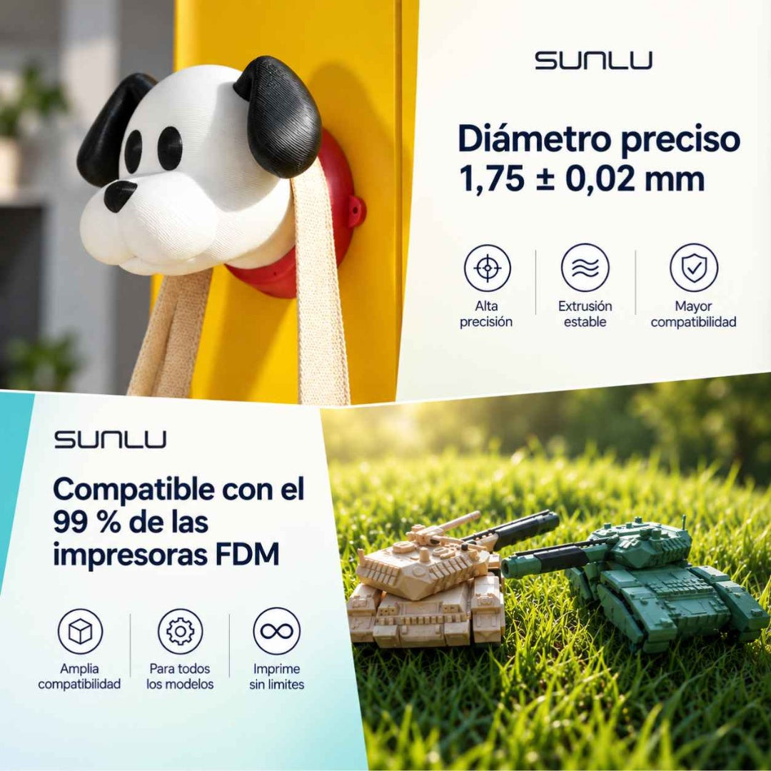Filamento 3D SUNLU PLA 1.75mm - Acabado Roble Realista 1kg