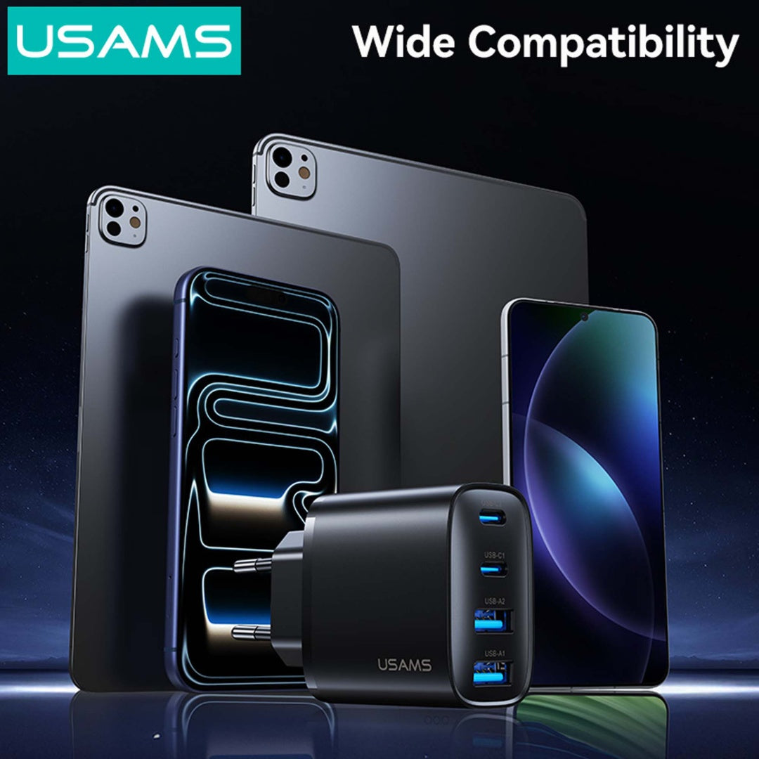 Cargador de Pared USAMS T70 GaN - Carga Rápida 4 Puertos