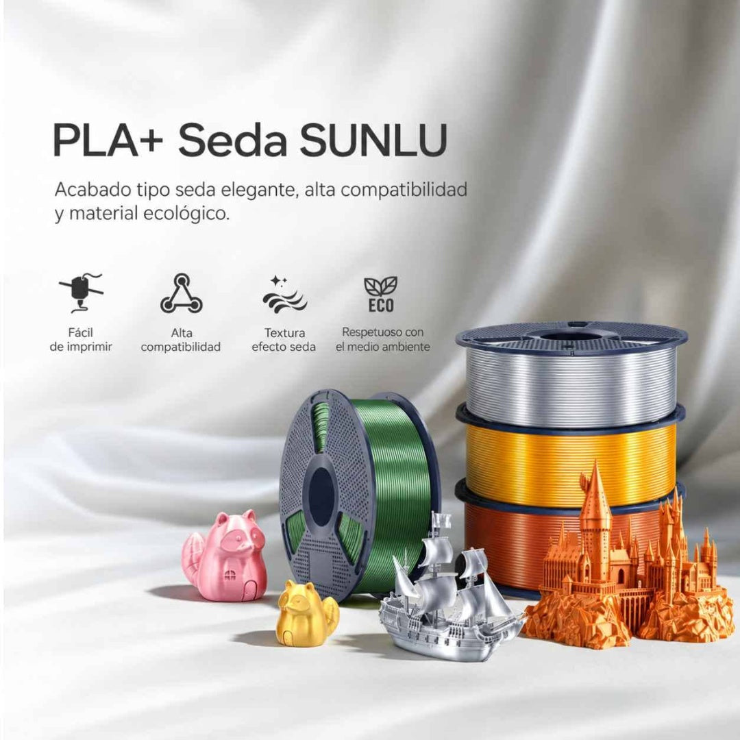Filamento 3D SUNLU Silk PLA+ 1kg - Acabado Seda Brillante