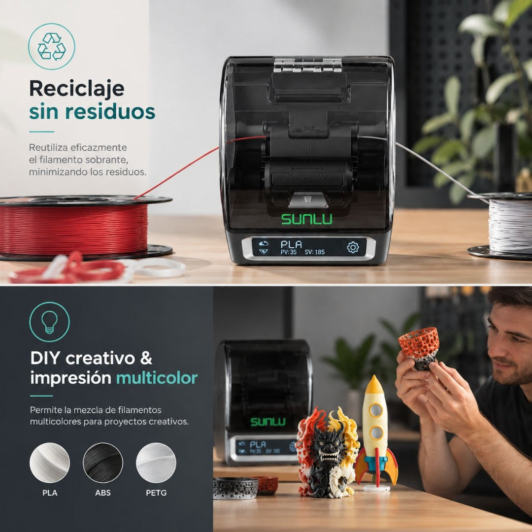 Conector de Filamento SUNLU FC01 - Une y Reutiliza tus Restos de Filamento 3D