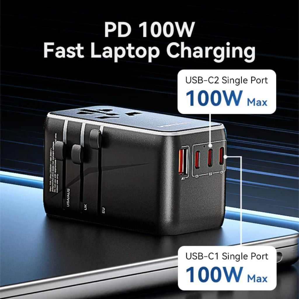 Cargador de Viaje Vention GaN - Carga Rápida 100W 4 Puertos