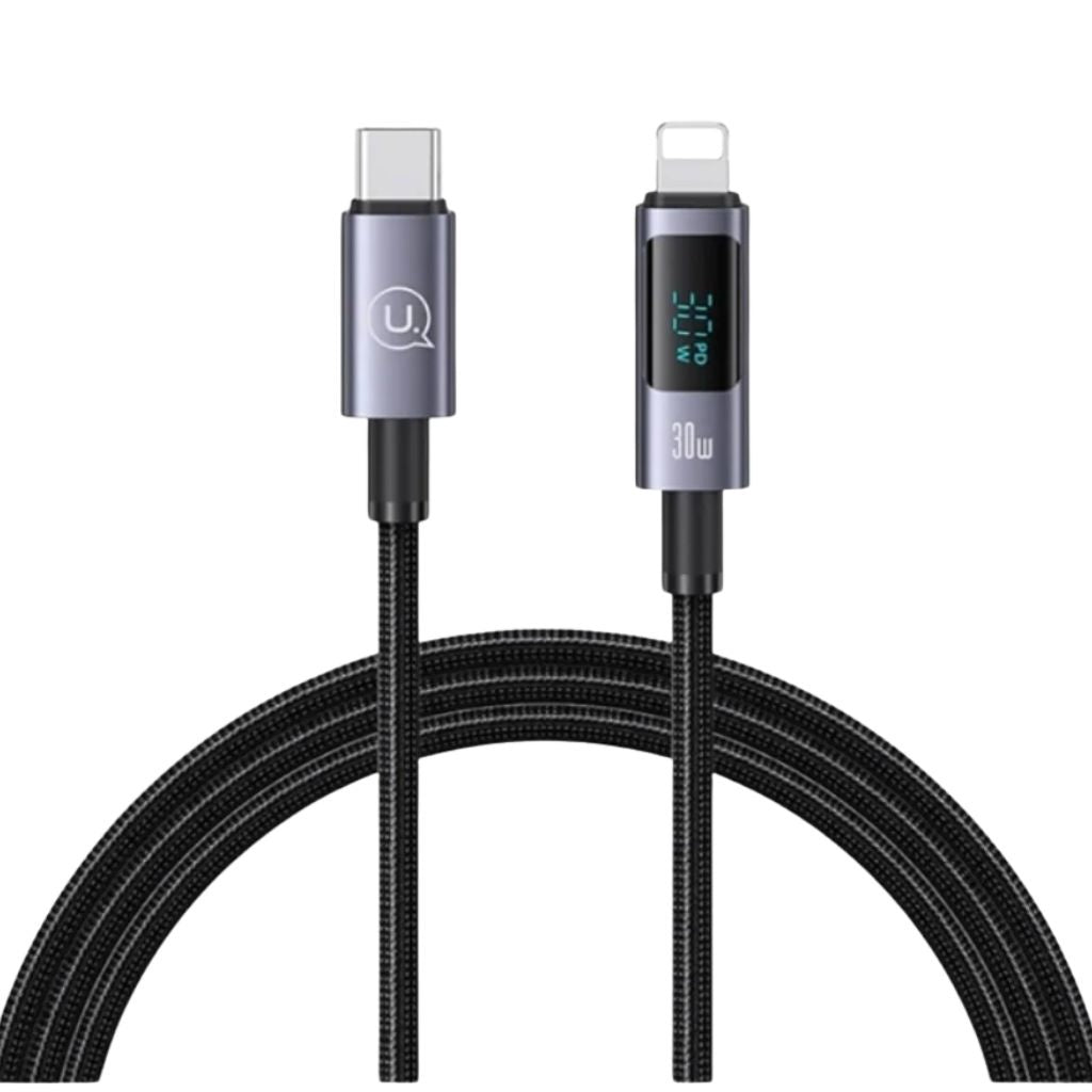Cable Tipo C a Lightning USAMS - Carga Rápida 30W con Pantalla LCD