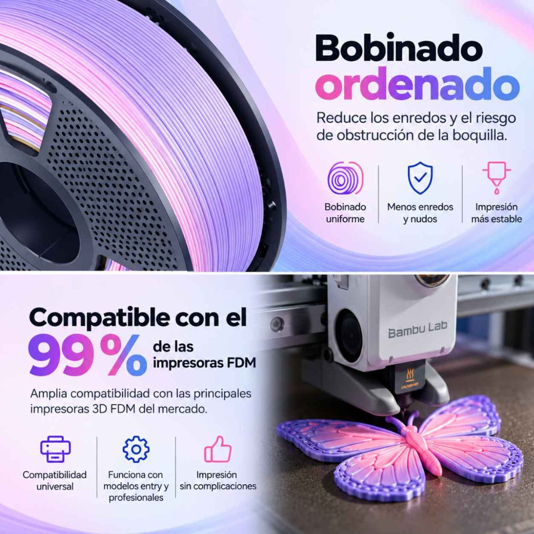 Filamento 3D SUNLU PLA Rainbow 1kg - Efecto Arcoíris Multicolor