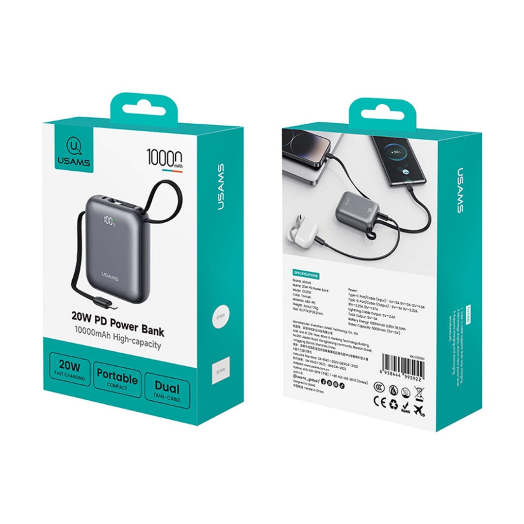 Power Bank USAMS 10000mAh - Carga Rápida 20W