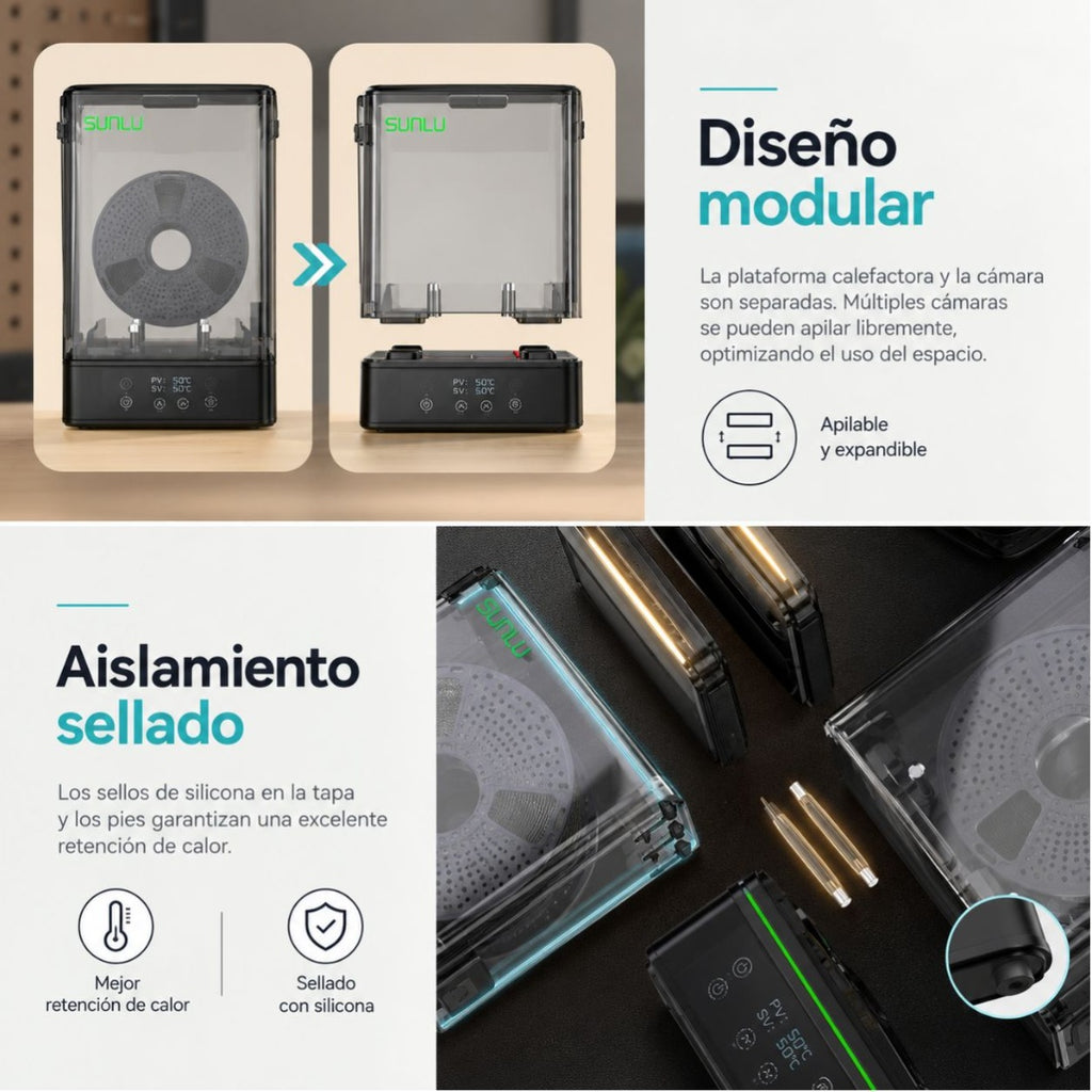 Secador de Filamento SUNLU SP2 - 2 en 1 con Caja de Almacenamiento Sellada