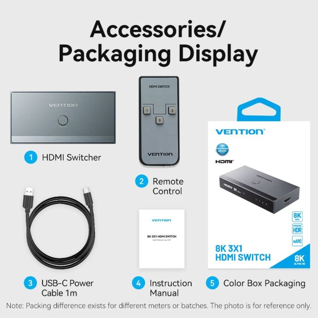 Switch HDMI Vention 3 en 1 - Resolución 8K 60Hz