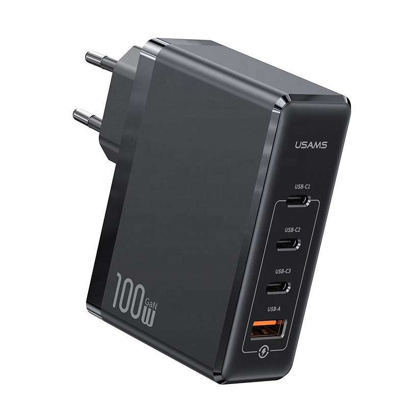 Cargador de Pared GaN USAMS 100W - 4 Puertos de Carga Rápida