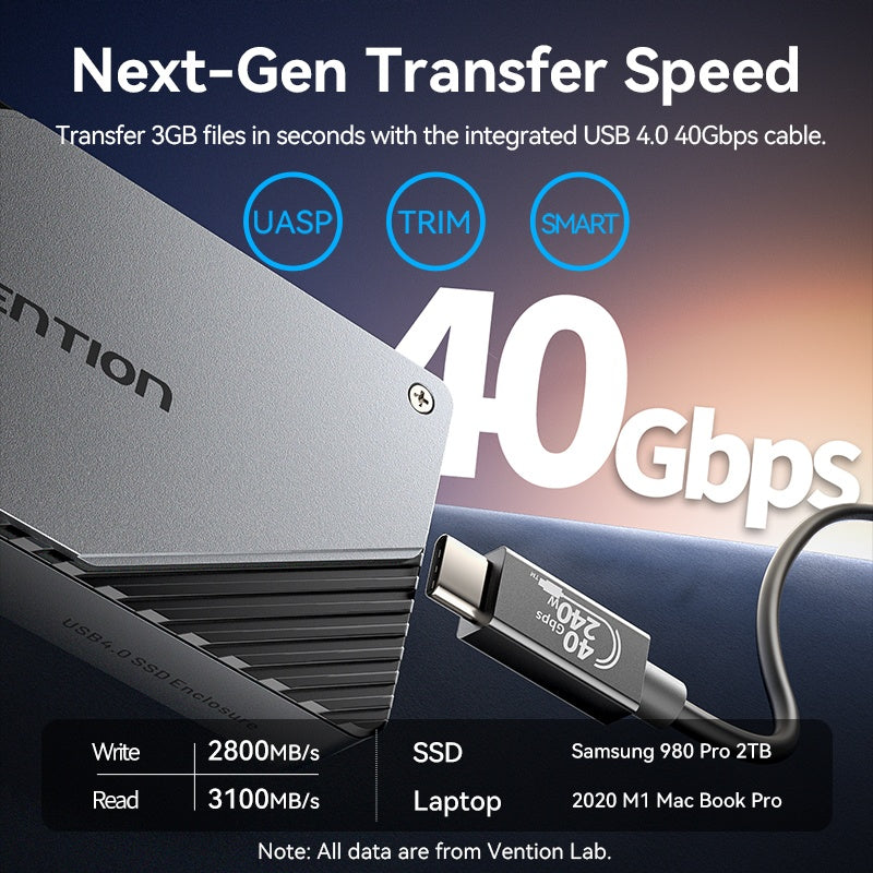 Gabinete SSD M.2 NVMe Vention USB4 - Transferencia 40Gbps