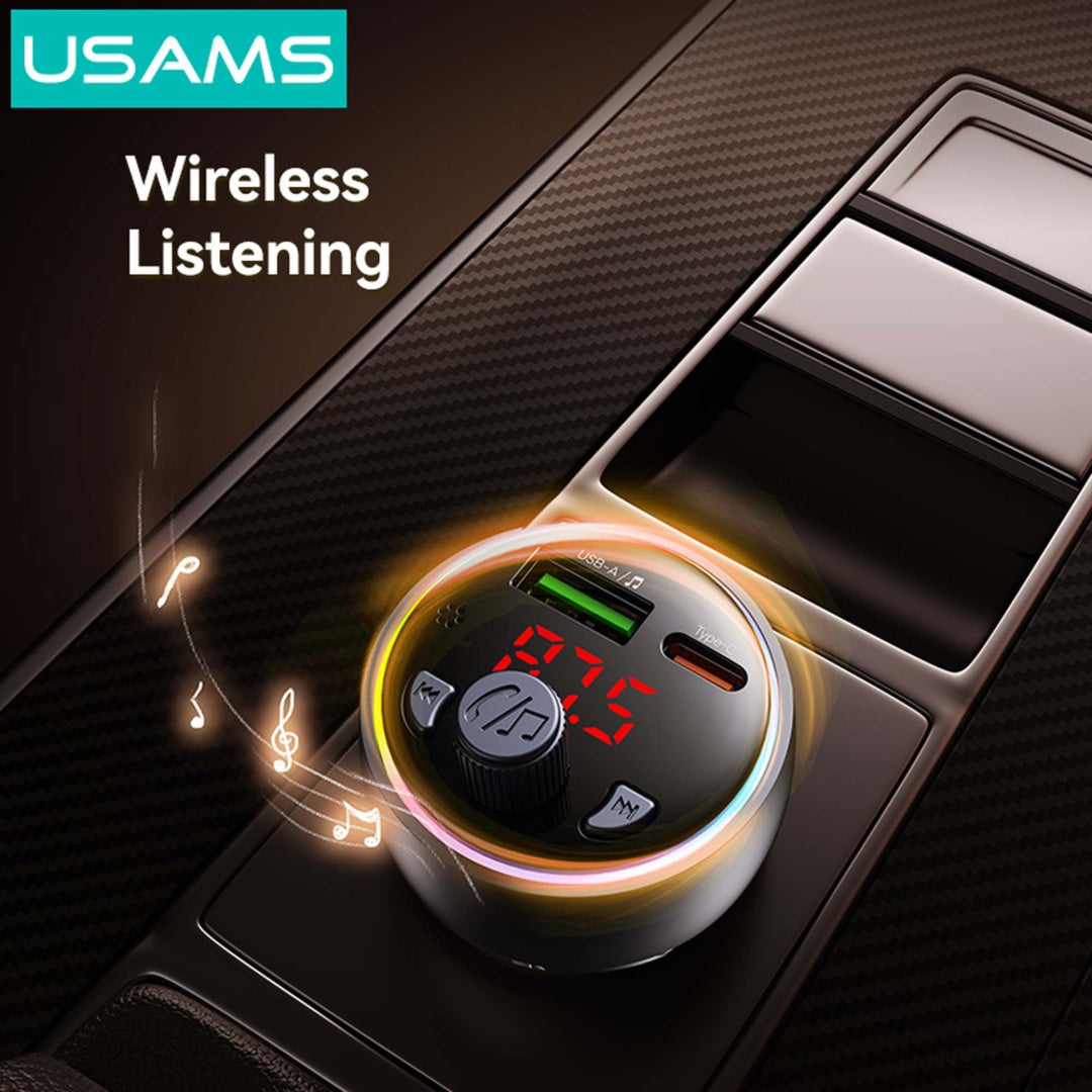 Transmisor FM y Cargador para Auto USAMS - Carga Rápida 30W