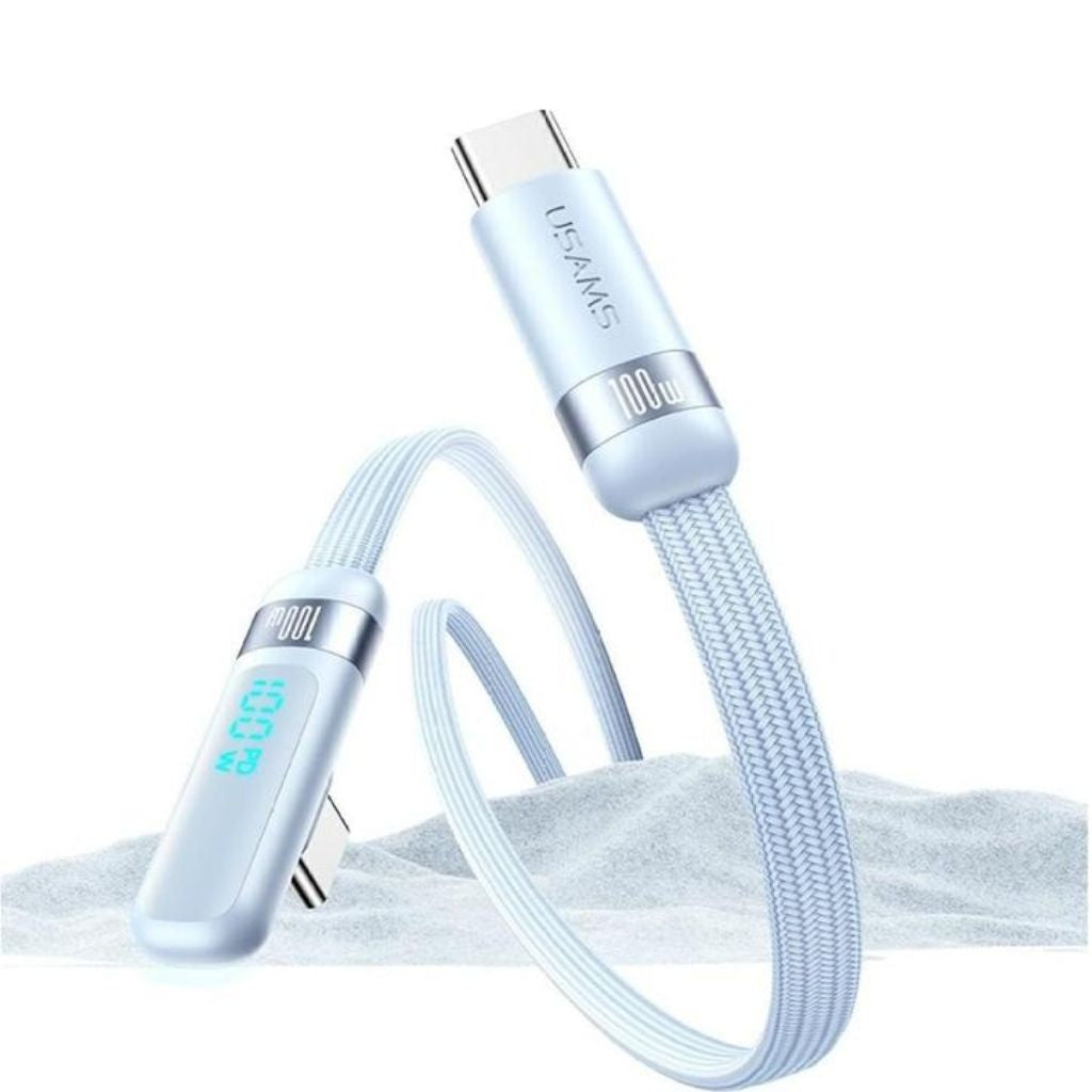 Cable USB-C a USB-C USAMS 1.2m - Carga Rápida 100W con Display Digital