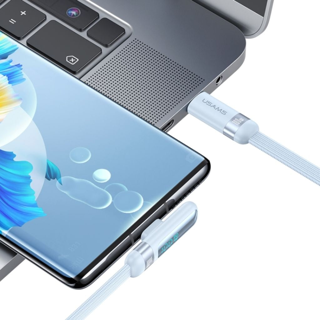 Cable USB-C a USB-C USAMS 1.2m - Carga Rápida 100W con Display Digital